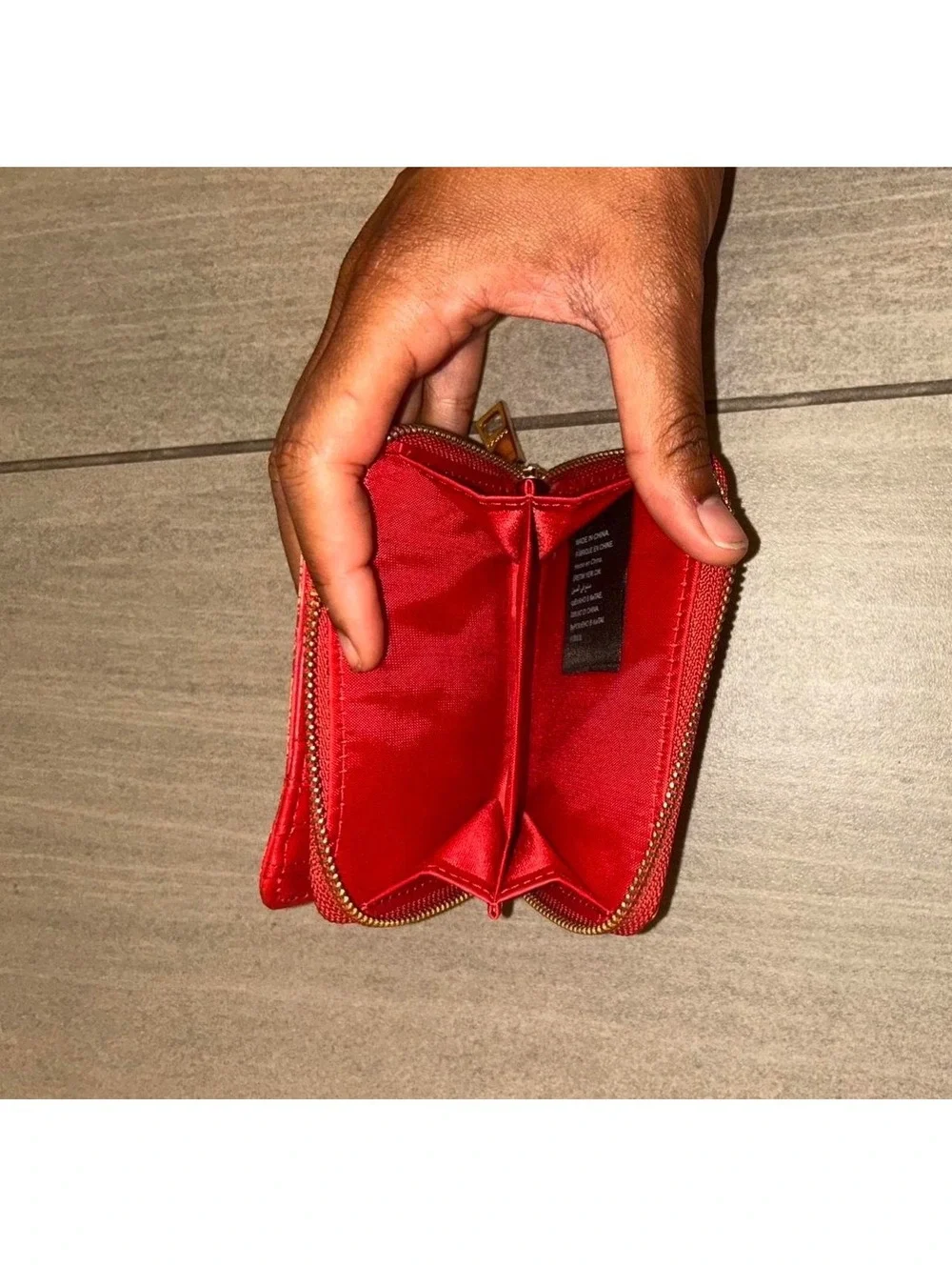 BEBE Red Leather Women’s Wallet with Gold Logo